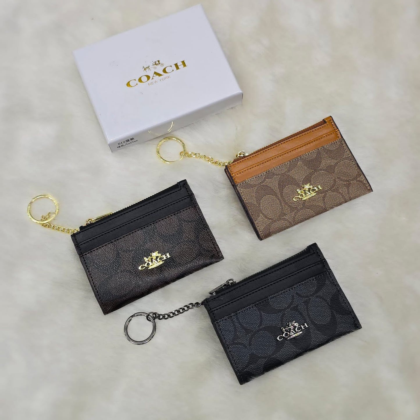 Card holder with zip and key ring